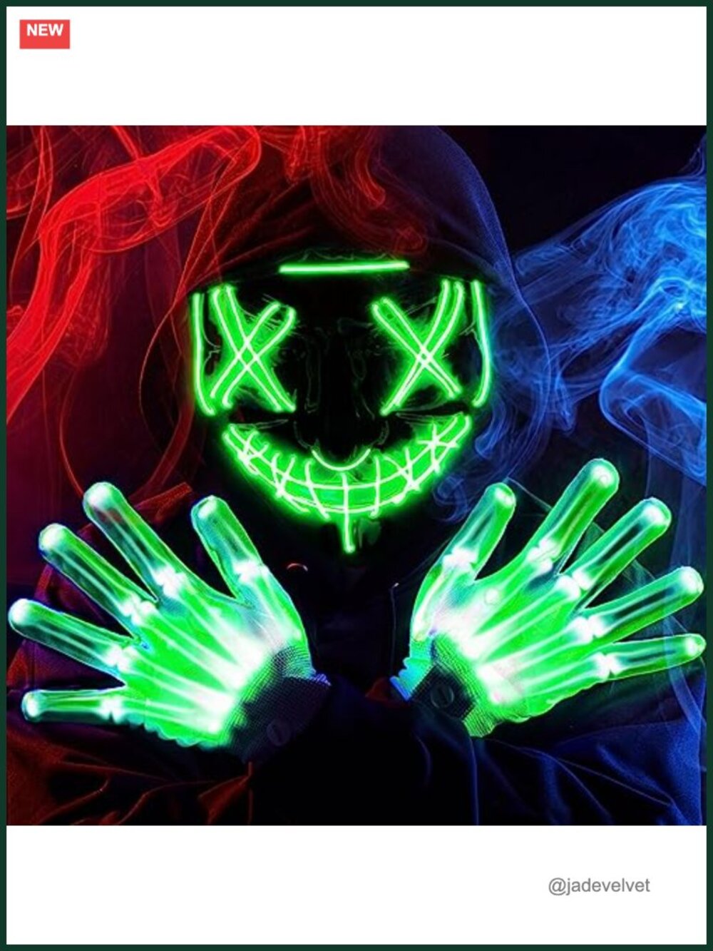 LED Light Up Mask and Gloves Set 3 Modes Cosplay Halloween Dress Up